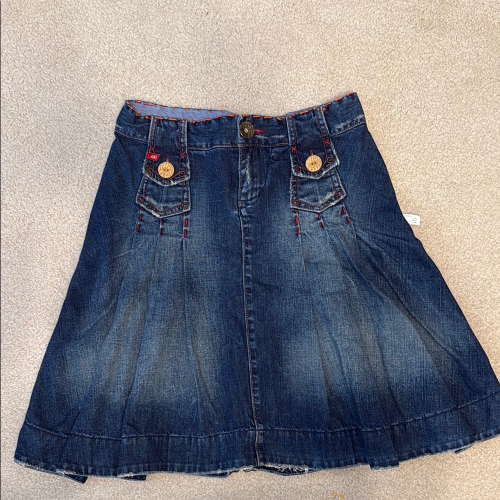 Miss Sixty Y2K Denim Knee-Length Pleated A-Line Skirt Size M